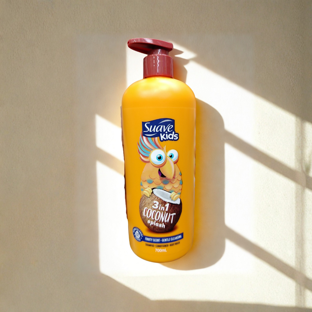 Suave Kids 3-in-1 Coconut Splash Shampoo, Conditioner &amp; Body Wash 700ml – Moisturizing Tropical Cleanser for Kids